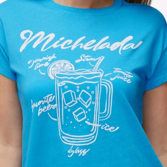 Wildfox Chrissy Michelada Graphic T-Shirt Malibu Blue NWT $68 - Picture 3 of 6